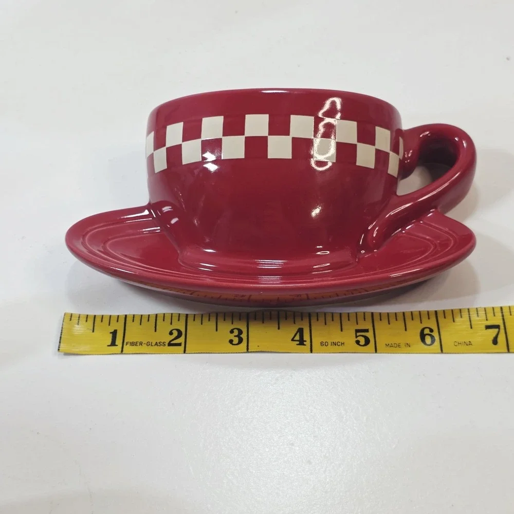 Vtg THT Red Ceramic Coffee Cup Wall Hanging Pocket Planter Vase Retro Decor 2003